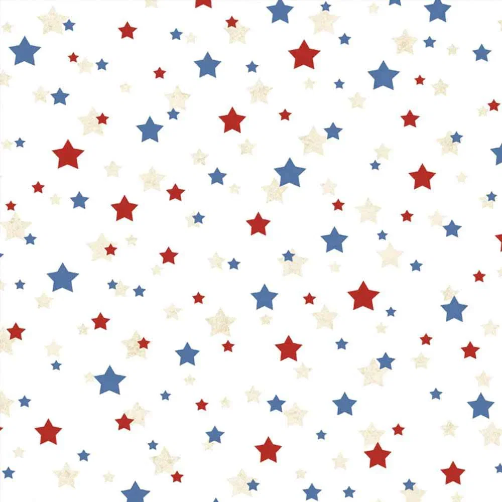 Image of P&B Textiles - Star Spangled by Gina Jane Lee - White/Multi - 108" Wide 3-Yard Back Pack