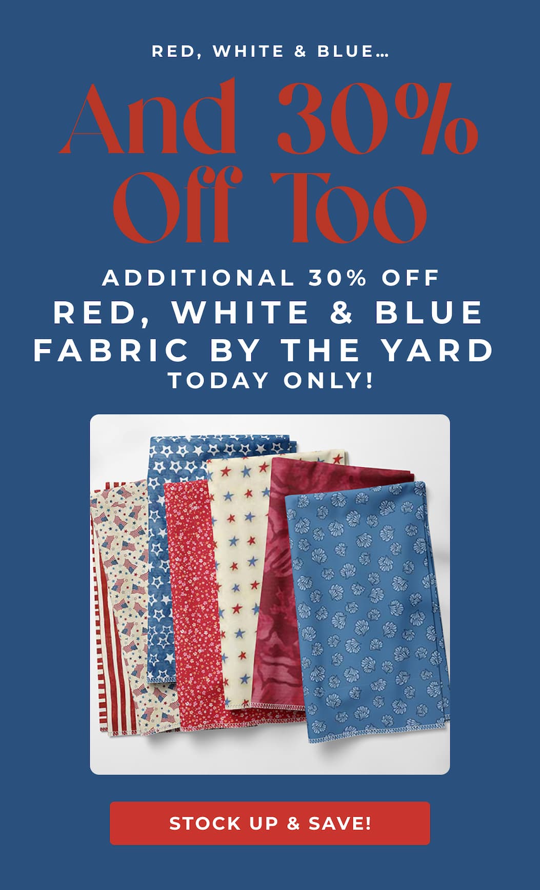 30% Off Red, White & Blue Yardage