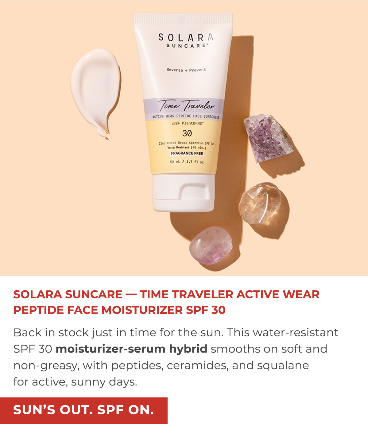 Solara Suncare — Time Traveler Active Wear Peptide Face Moisturizer SPF 30 