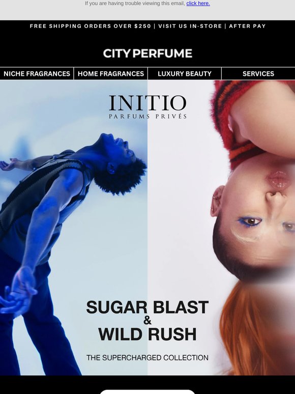 Two new INITIO fragrances. One unforgettable rush.