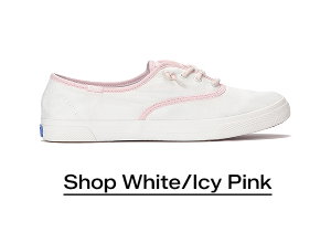 A side view of the Rillax Champ Washed Twill Pop Binding Slip-On in Snow White/icy pink. Shop Now.