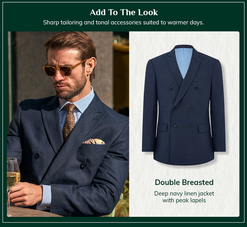 Navy Double Breasted Linen Jacket