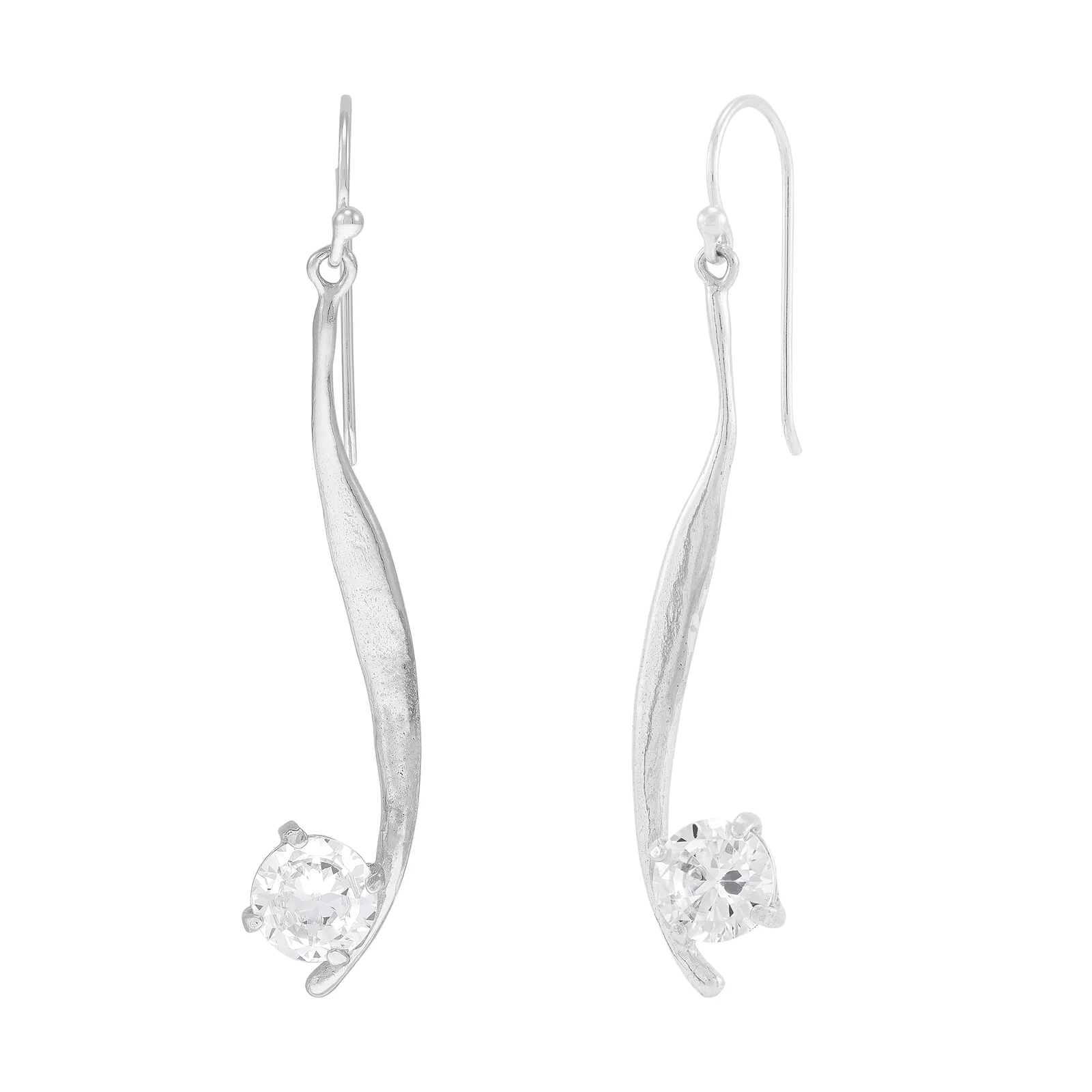 Pinpoint Drop Earrings, White Cubic Zirconia