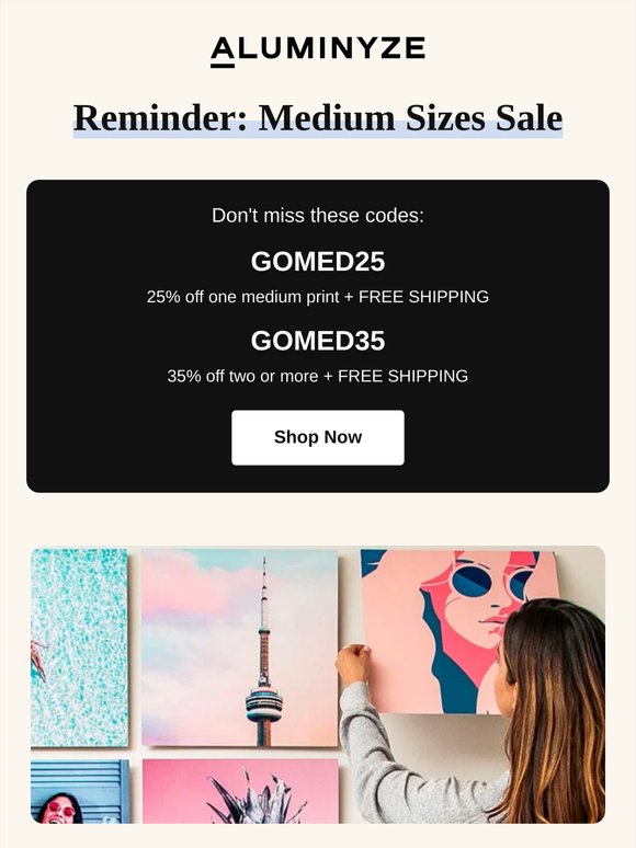 🚨 Reminder: 35% off Premium Metal Prints Still On!