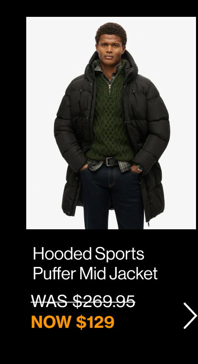 Hooded Sports Puffer Mid Jacket