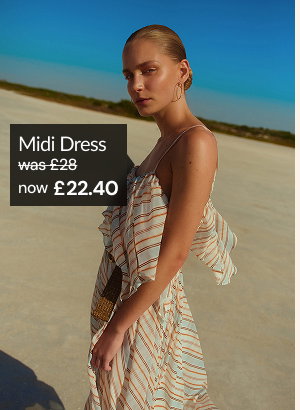 Striped tiered midi dress was £28 now £22.40.