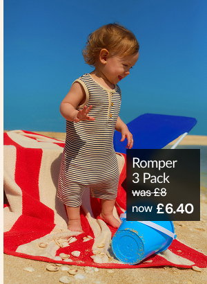 Stripe romper 3 pack was £8 now £6.40.