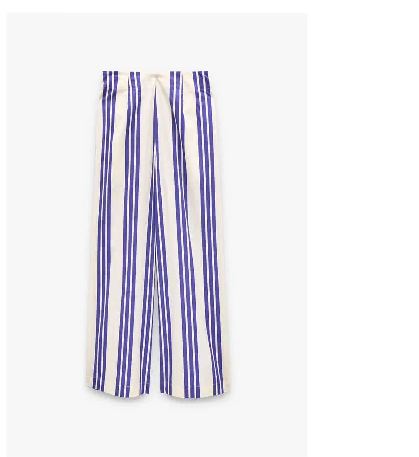 Trousers with elastic waist with stripes 100% cotton