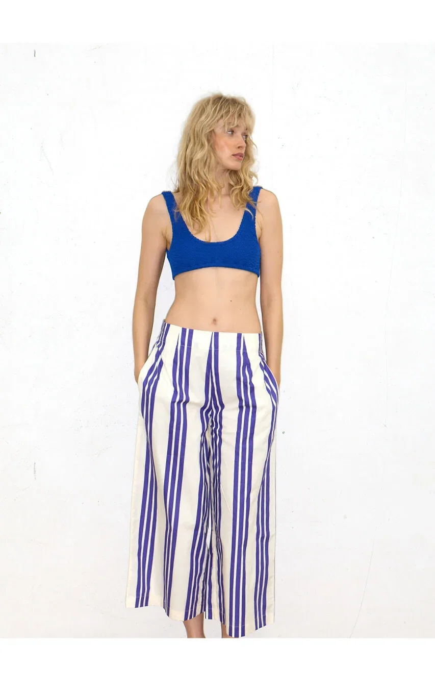 Trousers with elastic waist with stripes 100% cotton