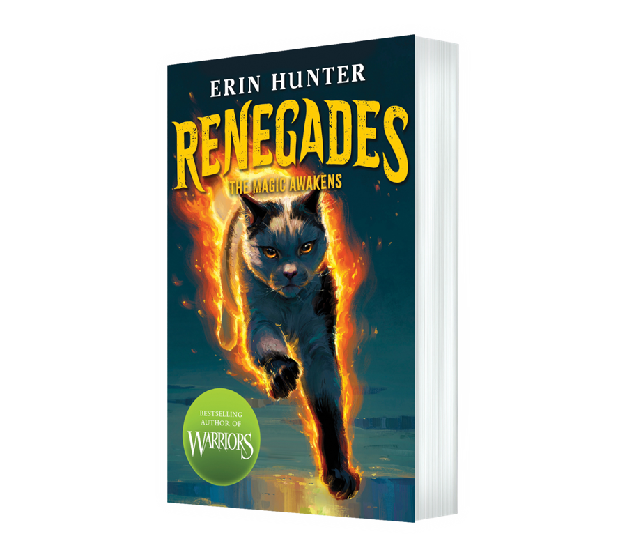 The Renegades cover image featuring a cat running and surrounded by flames.