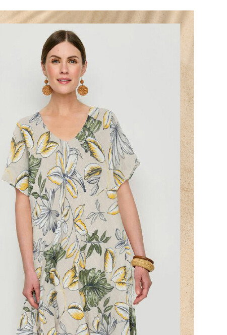 Sketchy Leaf Print Dress