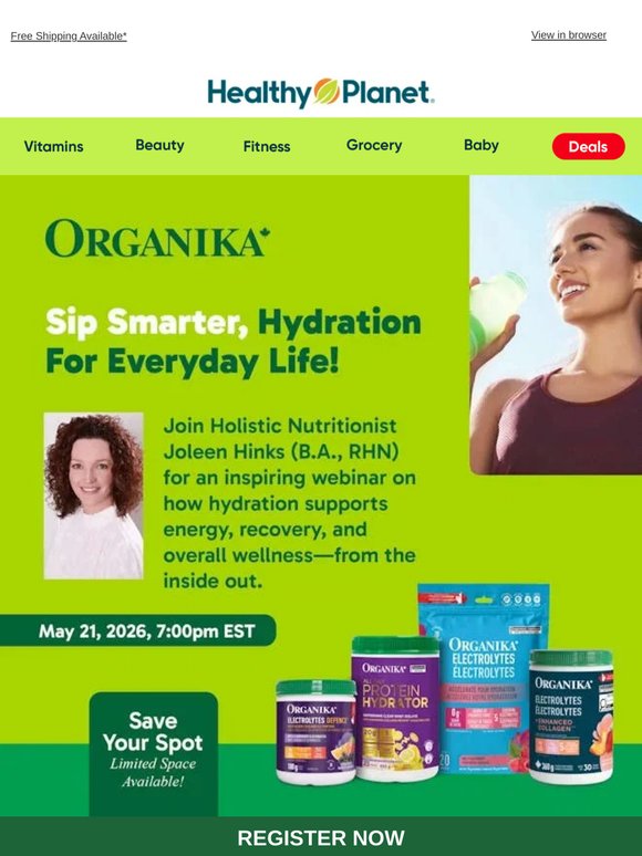 Don’t Miss Tonight’s Organika Hydration Webinar 💧