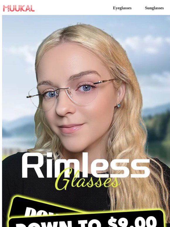 Elegant Lightweight Rimless Glasses, Down to $9