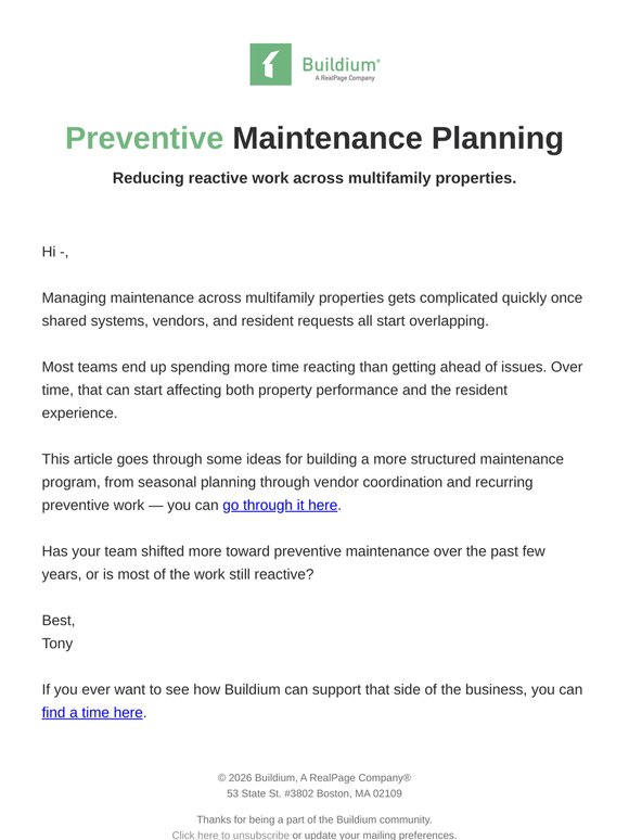 Multifamily maintenance planning