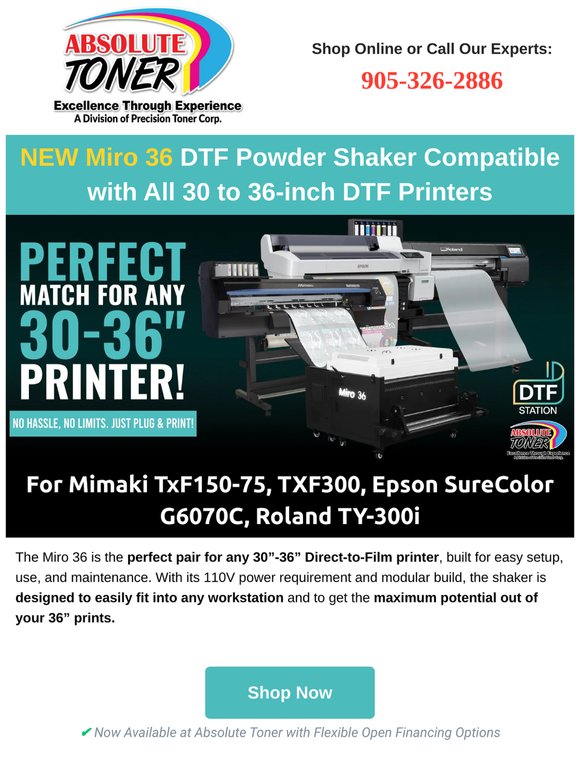 New Powder Shaker Compatible with All 30 to 36-inch DTF Printers