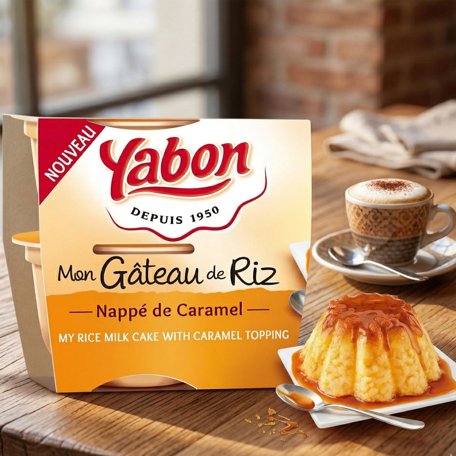 Yabon Milchreis mit Karamell – Cremiges Dessert ohne Konservierungsstoffe, 4x125g