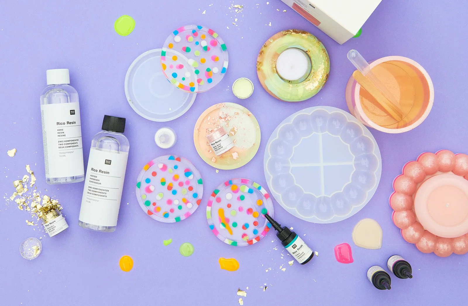 Resin Materialien und bunte Untersetzer