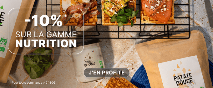  -10% sur la gamme Nutrition à partir de 130€ d'achat. 