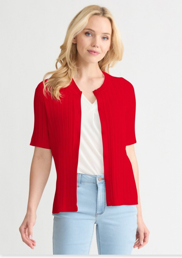 Sutton Short Sleeve Cardigan, Pointelle Knit