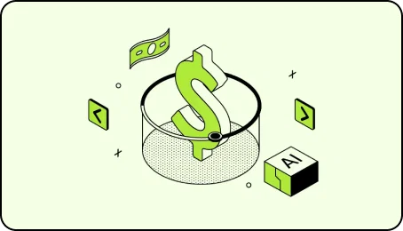 Illustration of dollar sign, ai, coding