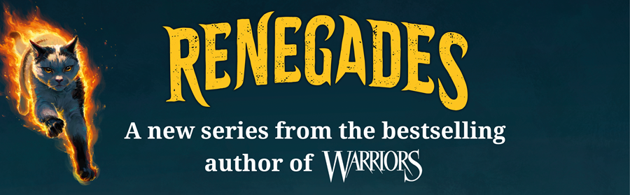 A cat running and surrounded by flames next to the Renegades series logo.