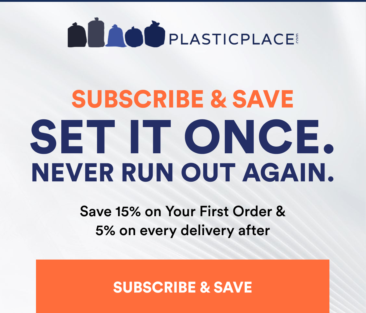 Set it once. Never run out again. Save 15% on your first order & 5% on every delivery after.