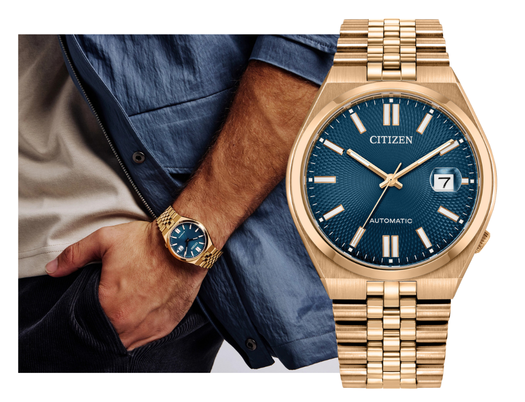 Citizen TSUYOSA 60 Automatic Blue Dial Rose Gold Tone NK0023-57L