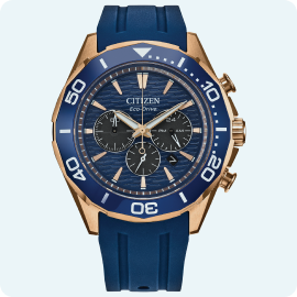 Citizen Endeavor Chronograph Blue Dial Rose Gold Tone CA4733-00L