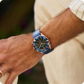 Citizen Endeavor Chronograph Blue Dial Rose Gold Tone CA4733-00L