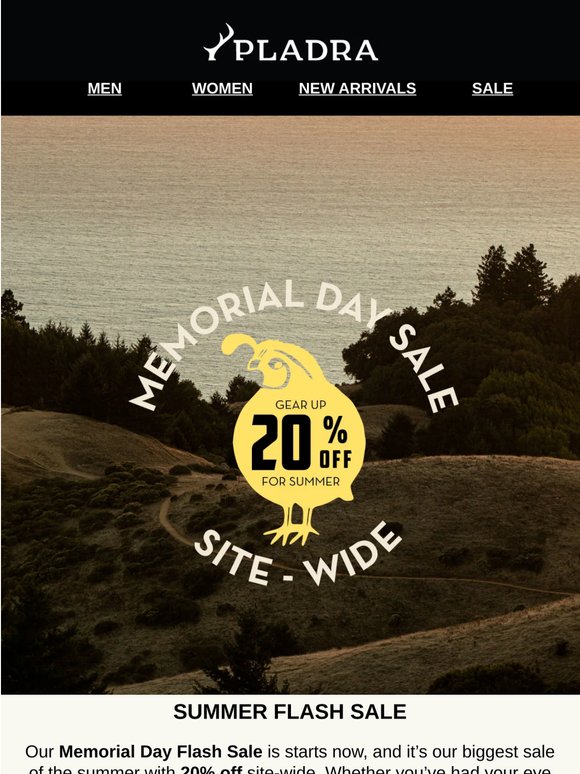Memorial Day Flash Sale Starts Now: 20% Off Site-Wide