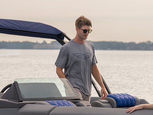 Boater wearing a Bennington T-Shirt