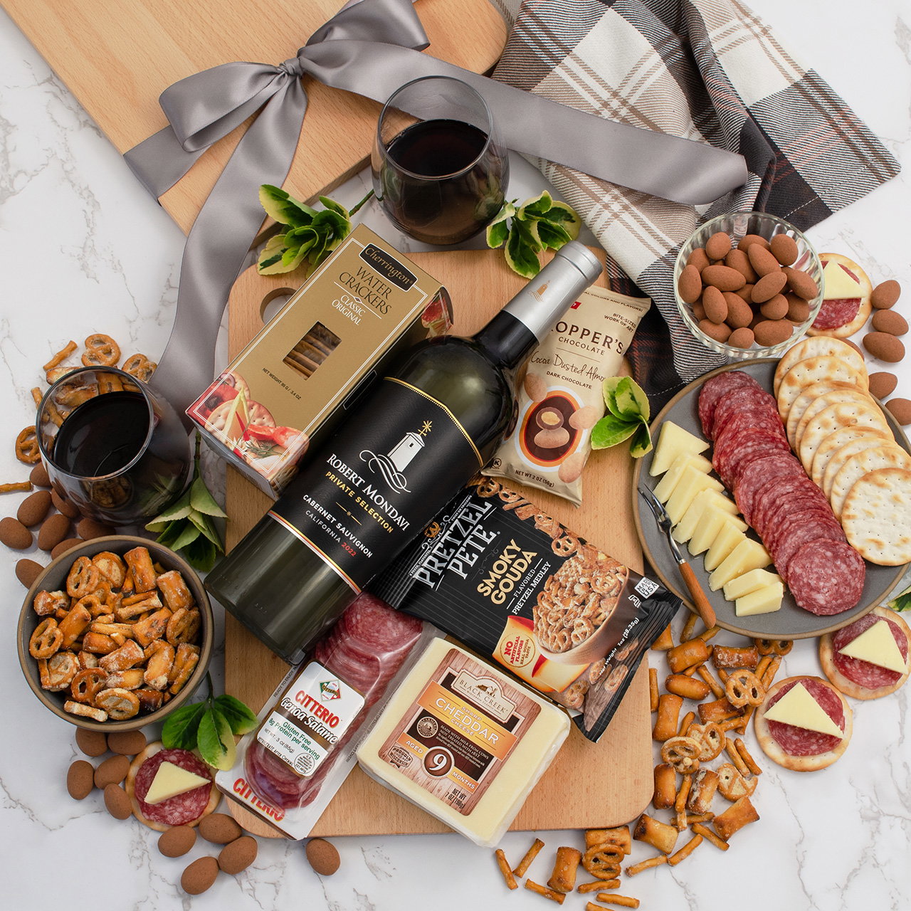 Image of Cutting Edge Mondavi Wine & Charcuterie Board Gift