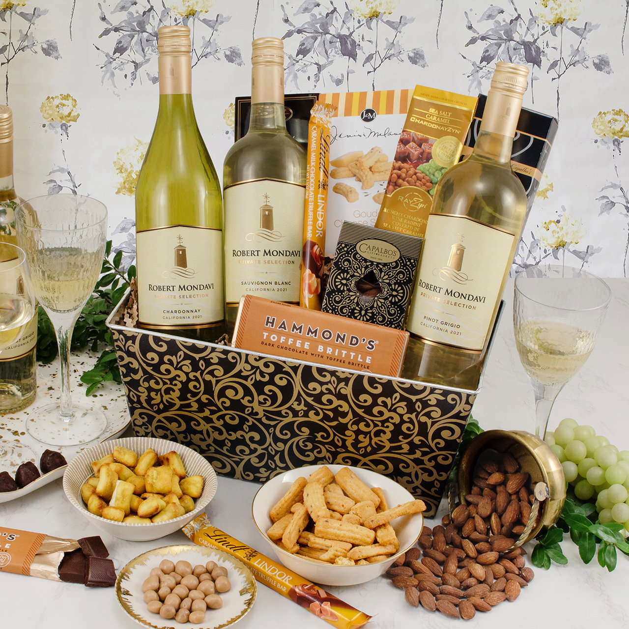 Image of Mondavi White Wine Trio Gift Basket