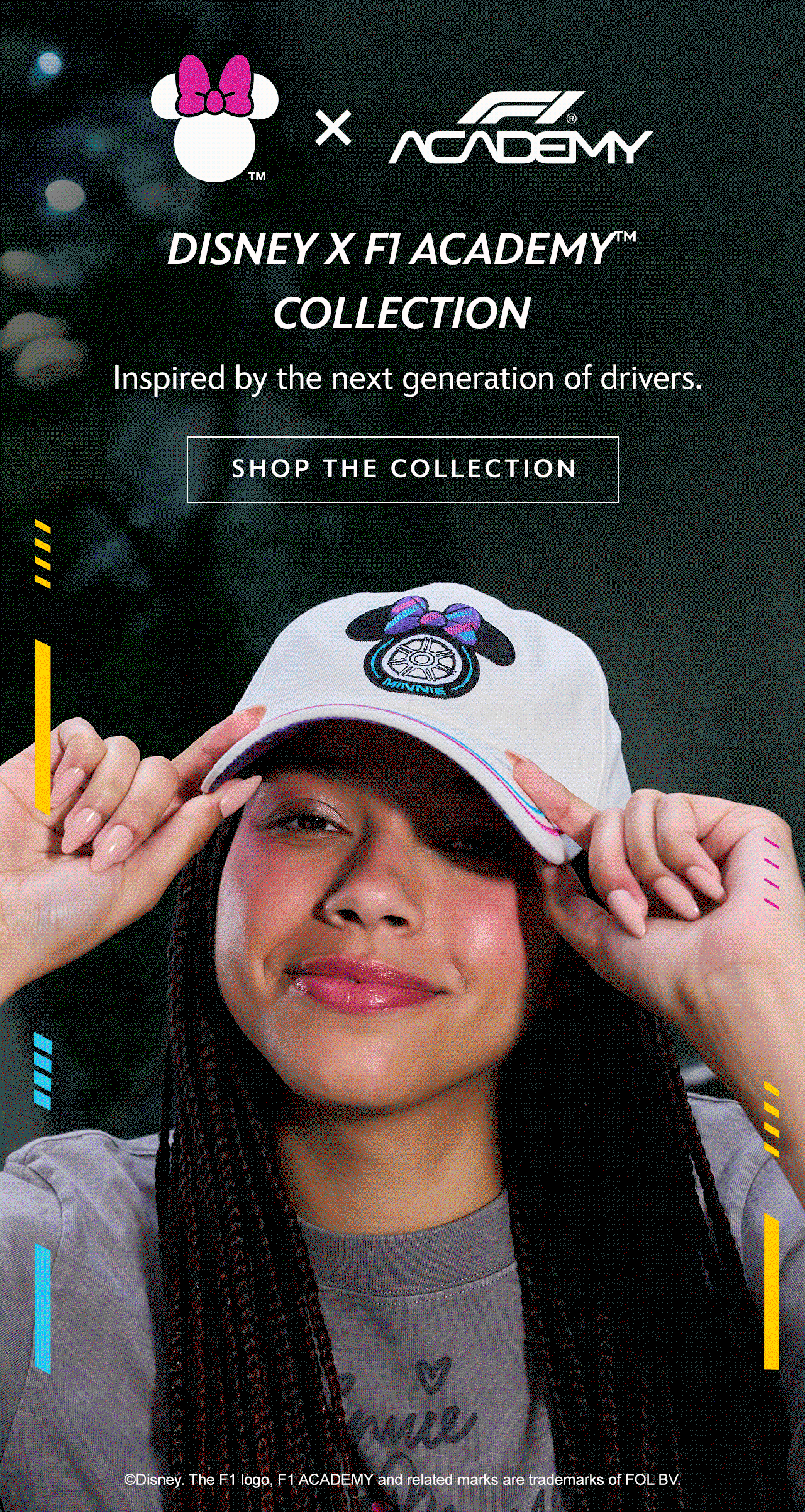 Disney x F1 ACADEMY� Collection. Inspired by the next generation of drivers. �Disney. The F1 logo, F1 ACADEMY and related marks are trademarks of FOL BV. | Shop the Collection
