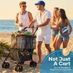 Foldable Shopping Cart Trolley Mobile Personal Collapsible Grocery Utility Tote Bag Basket Portable Folding Rolling Market Travel Granny Wheels 2 Tier