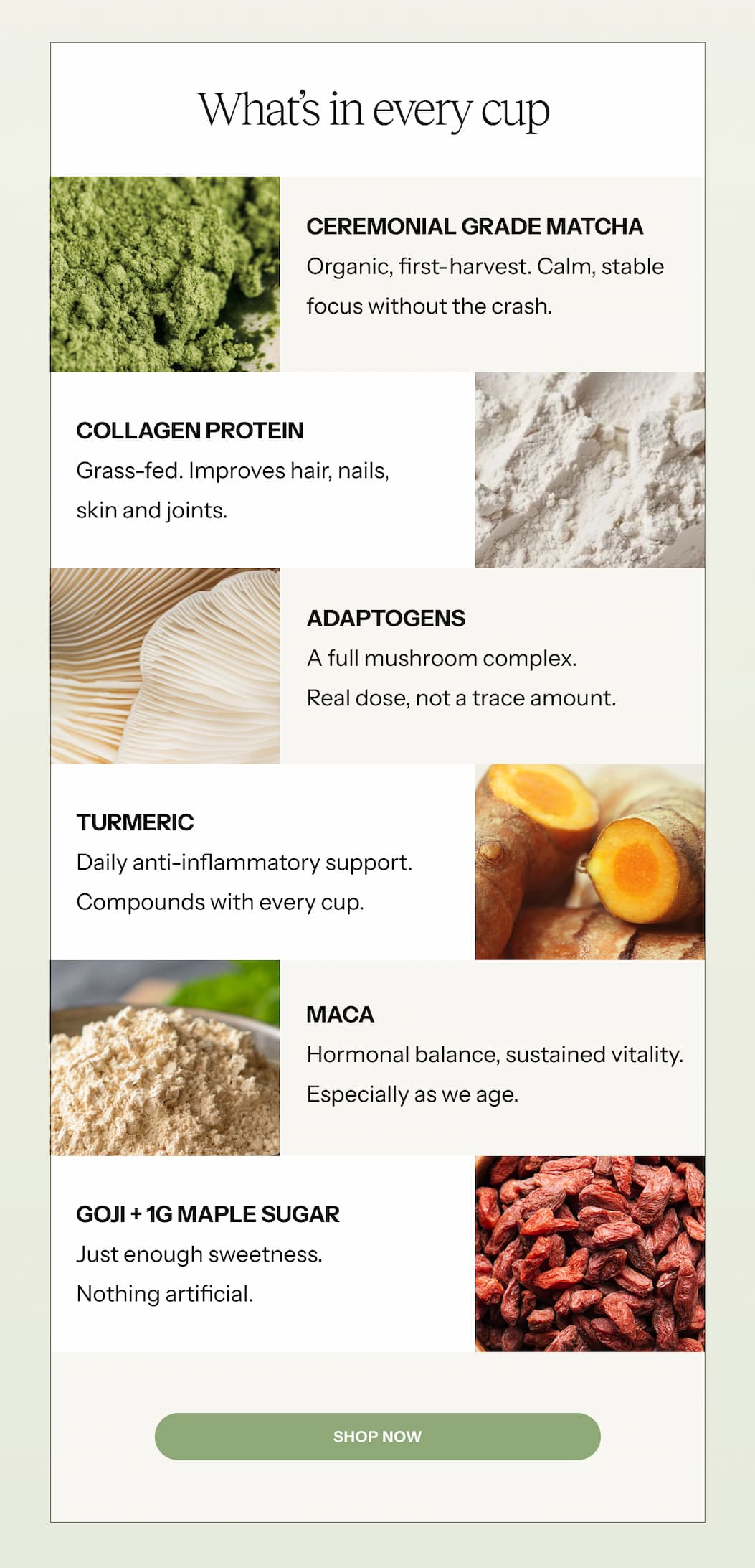 What's in every cup of Beauty matcha