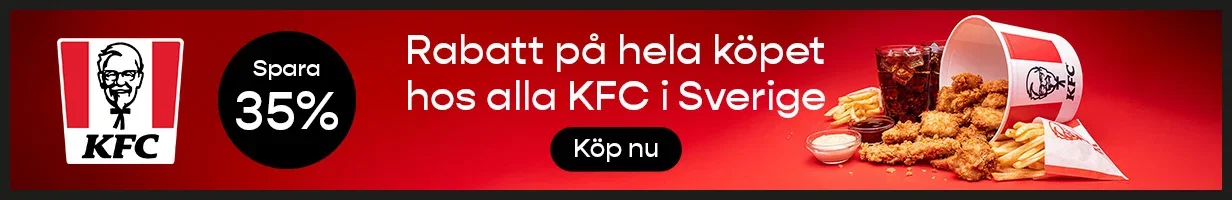 35% rabatt på hela köpet hos alla KFC restauranger i Sverige