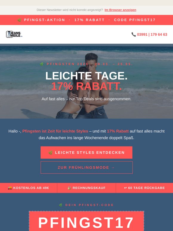 Dein Pfingstrabatt, jetzt Sommerstyle sichern!