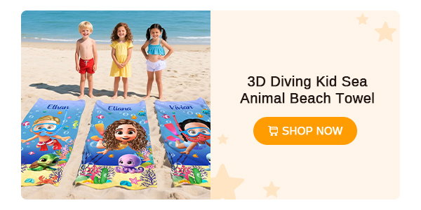 3D Diving Kid Sea Animal Beach Towel