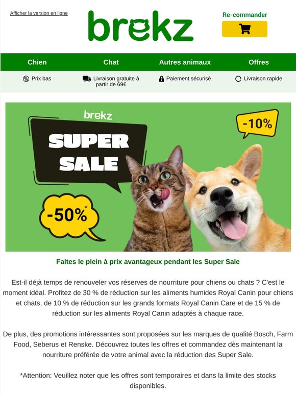 Jusqu'à 30 % de réduction sur Royal Canin