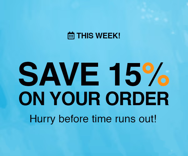 Save 15% on your order this week! Hurry before time runs out! Promo code SITE15
