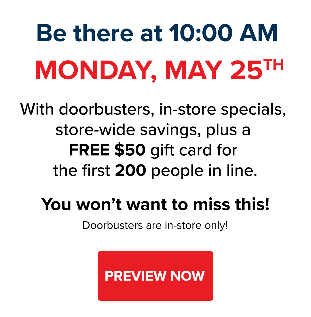 Doorbusters Announcement Memorial Day 2025