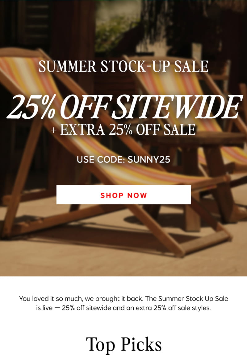 Shop Summer Stock Up Sale