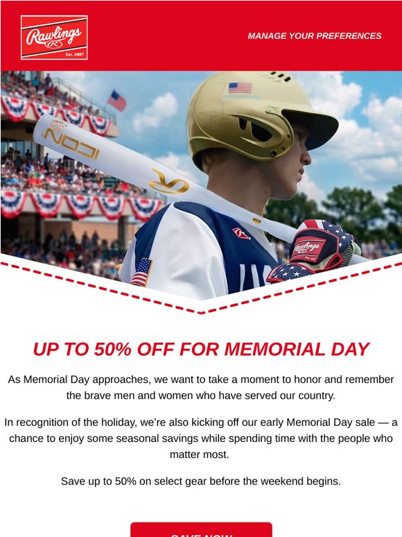 Save up to 50% this Memorial Day