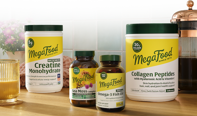 MegaFood Creatine Monohydrate | Sea Moss Complex | Omega 3-Fish Oil | Collagen Peptides
