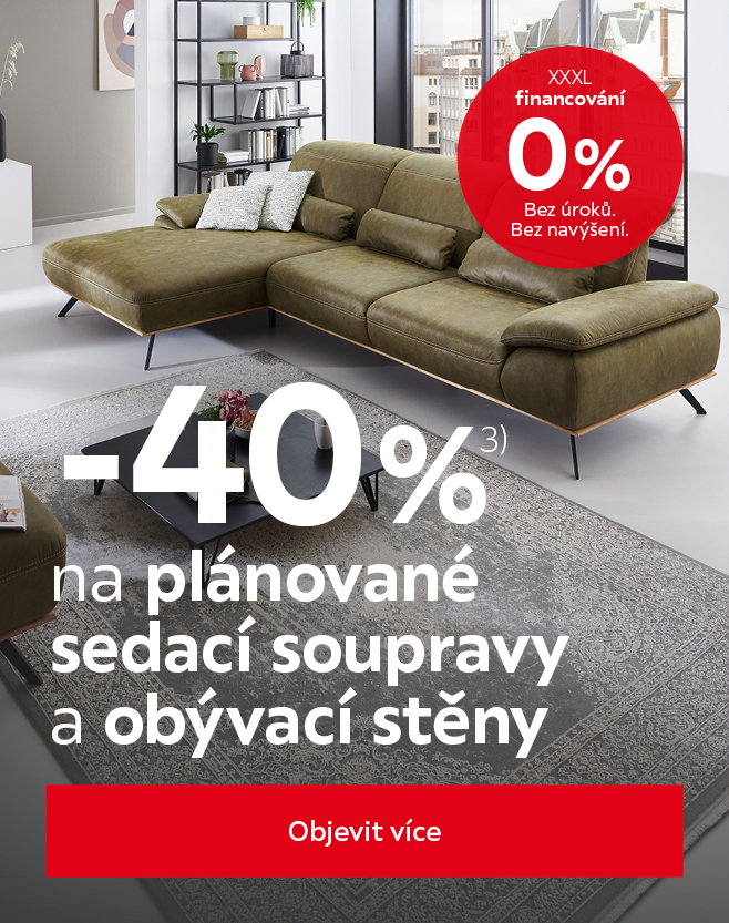 Sleva 40 % na planované sedačky a stěny