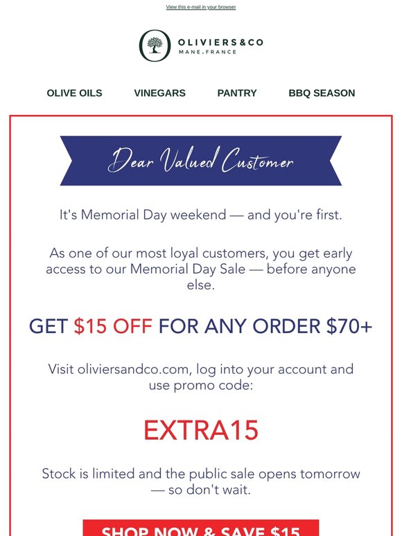 VIPs only - $15 OFF 

on order $70+ 🎁