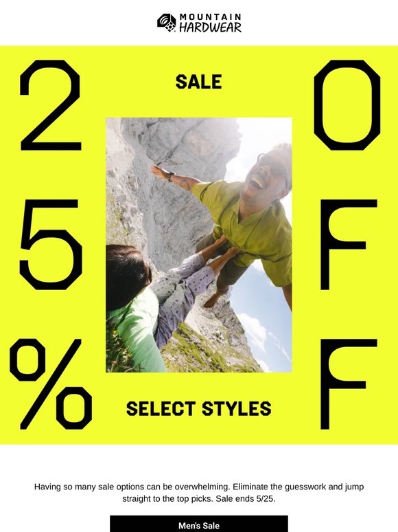 25% off men's and women's TOP PICKS.