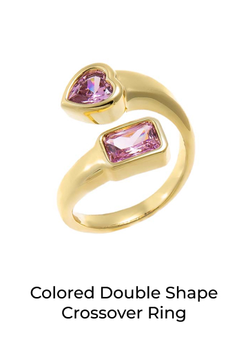 Colored Double Shape Crossover Ring
