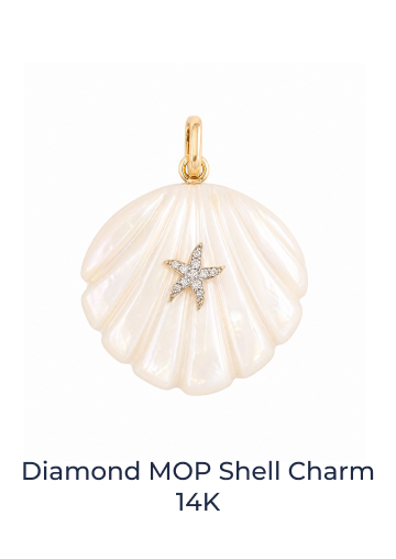 Diamond MOP Shell Charm 14K